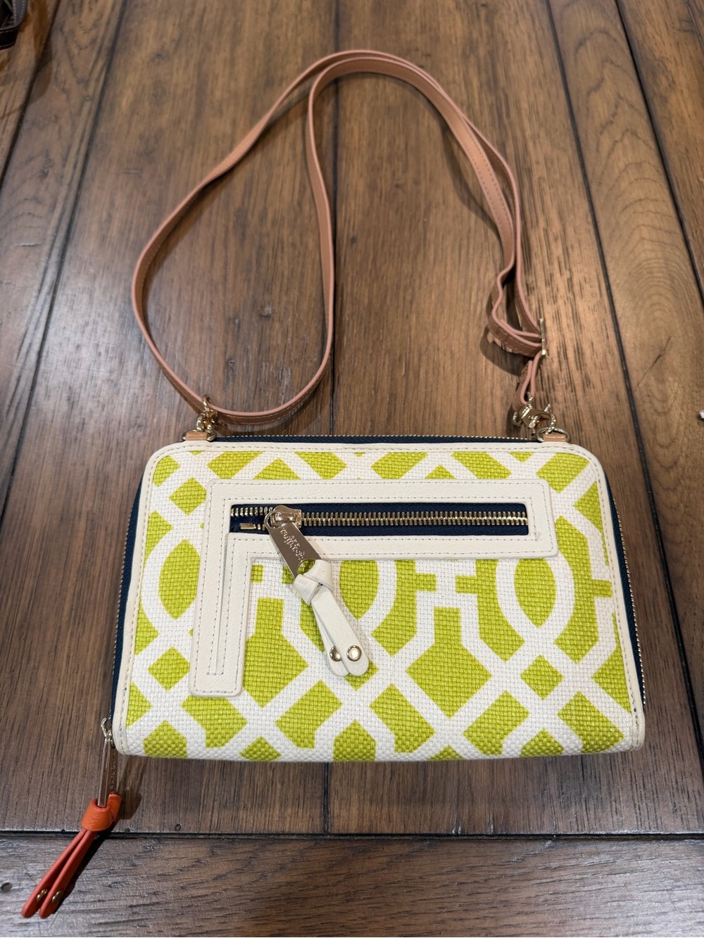 Spartina 449 Cream, Orange & Lime Crossbody Wallet like new - Picture 5 of 8